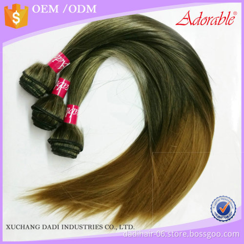 silk straight heat resistant fiber mixed two tone color T1b27 cheap hair bundles 100g,synthetic hair weave can be dyed